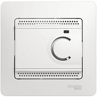 Терморегулятор механический с датчиком с рамкой Systeme Electric Glossa 0С+50С белый картинка